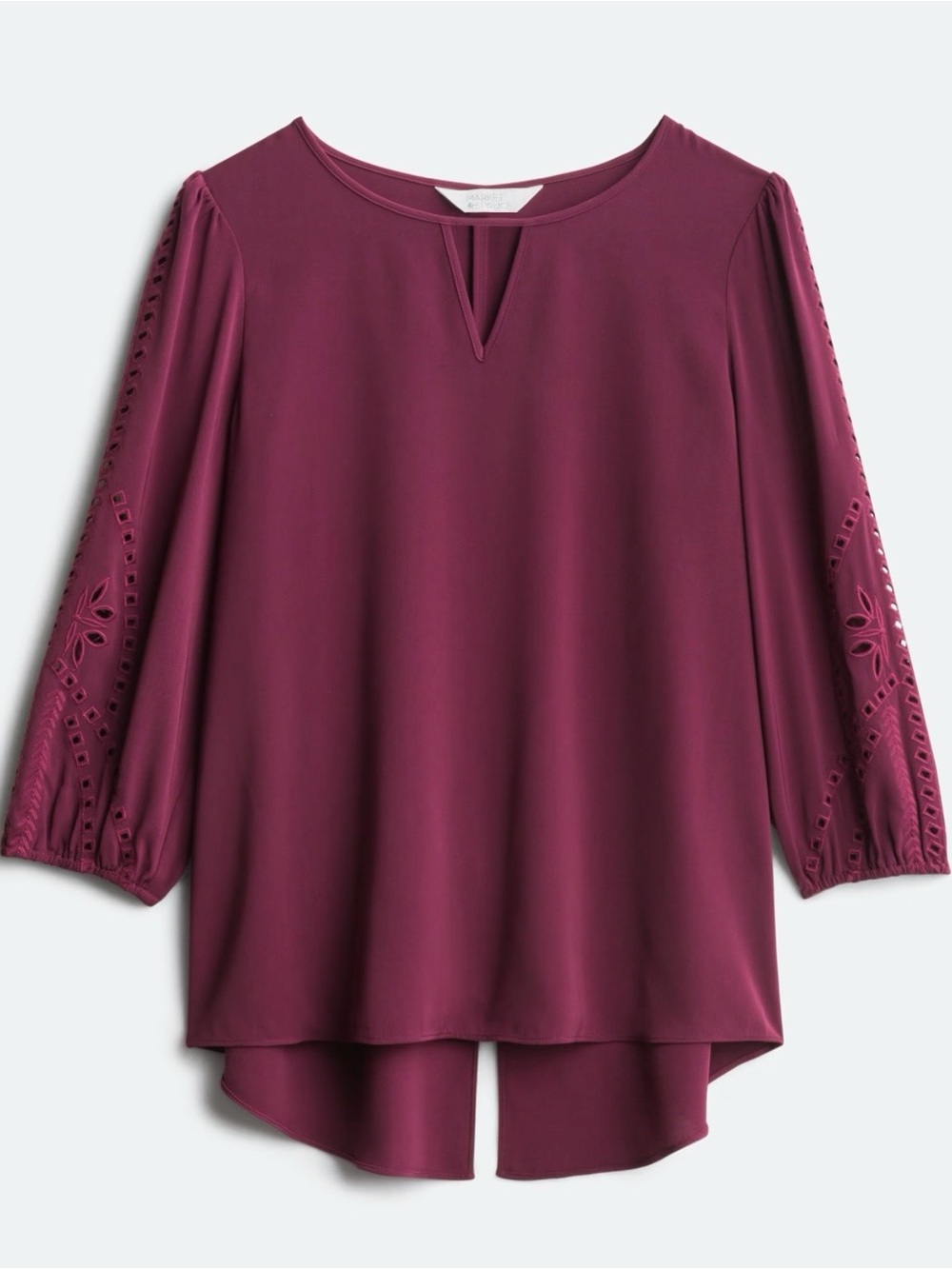 41 Hawthorne Herstein Embroidery Detail Top Women’s Large Burgundy 3/4 Sleeve